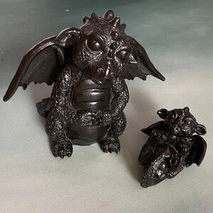 Dragon Gargoyle with Baby Dragon Resin Figurine Goth